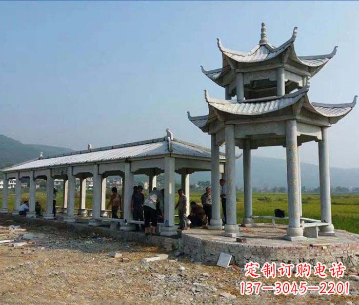 江西园林景观仿古石雕长廊凉亭