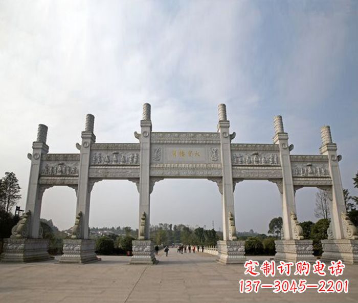 江西园林景观五门石雕牌坊