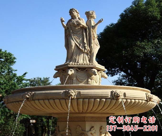 江西园林景观西方人物喷泉石雕