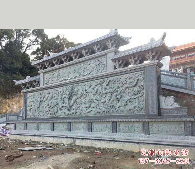 江西园林九龙壁景观石雕 (2)