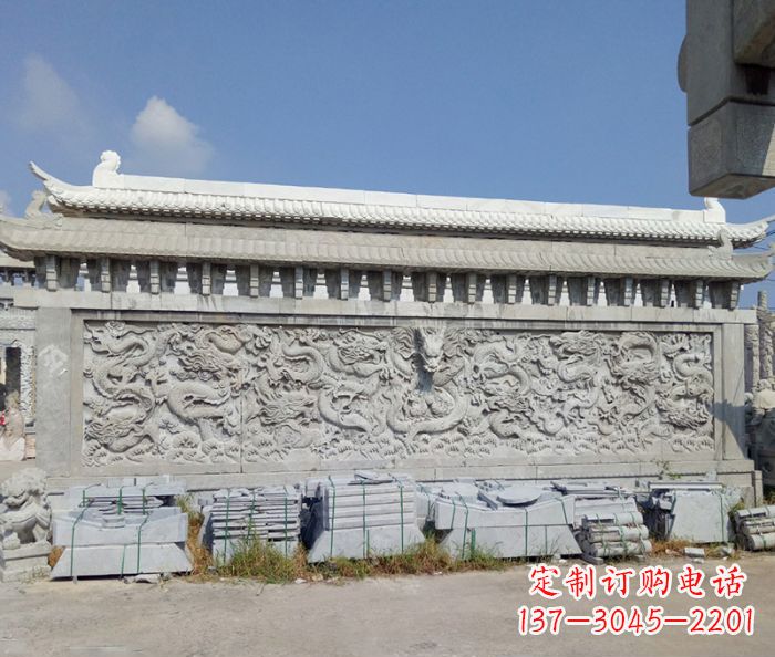 江西园林九龙壁石雕影壁 (3)