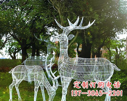 江西园林镂空梅花鹿不锈钢景观雕塑