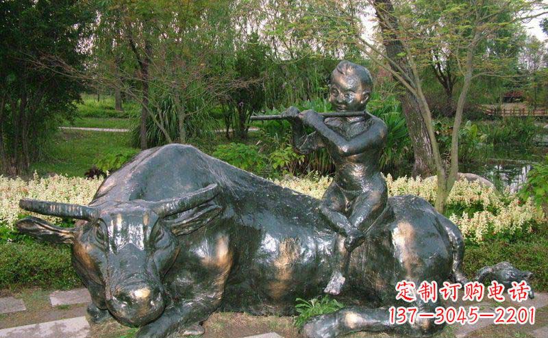 江西园林牧童牛景观铜雕