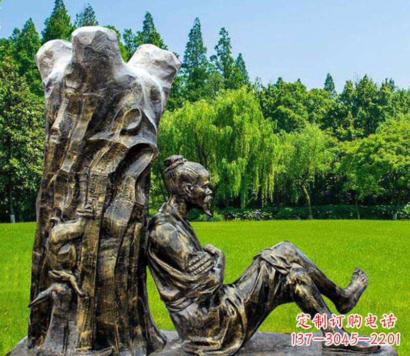江西园林守株待兔典故人物铜雕