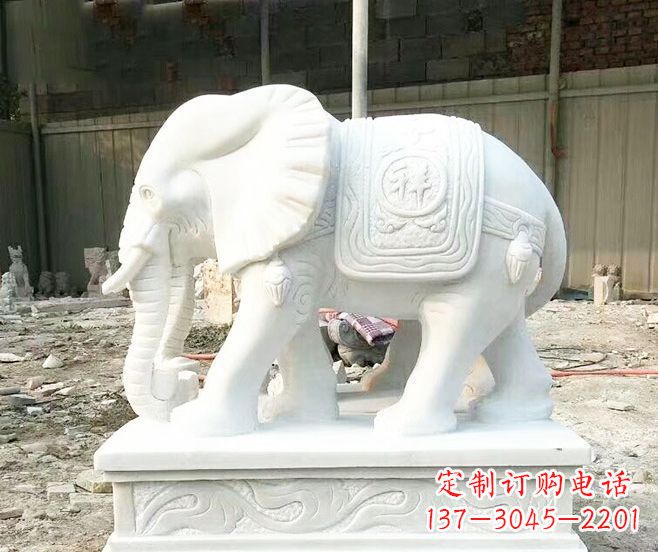 江西招财动物汉白玉大象石雕 (3)