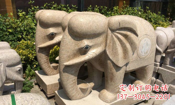 江西招财进宝砂岩大象石雕