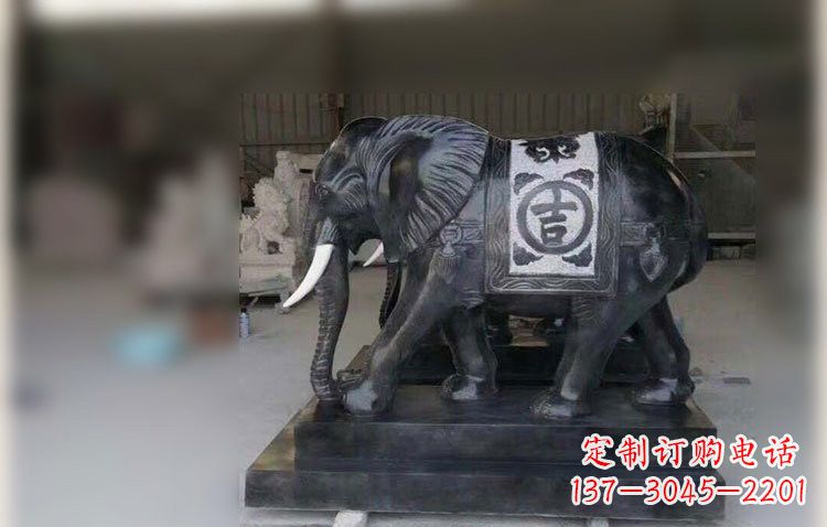 江西中国黑石材大象雕塑