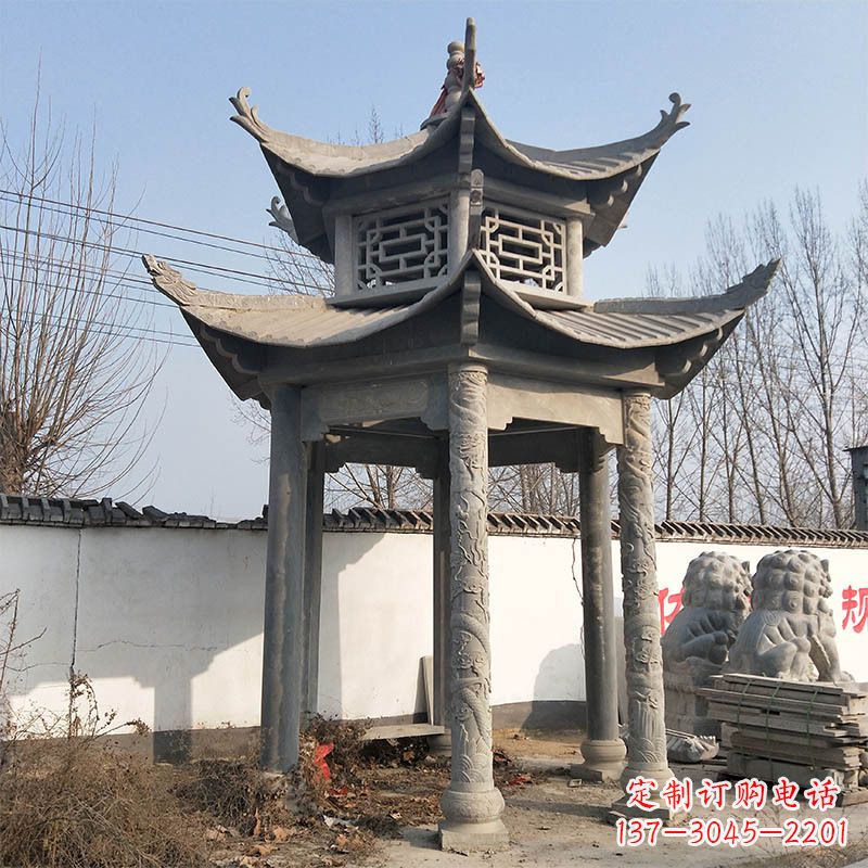 江西中式双层石雕凉亭