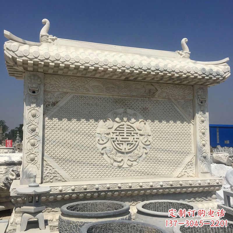 江西中式庭院影壁石雕-中国古建大门萧墙