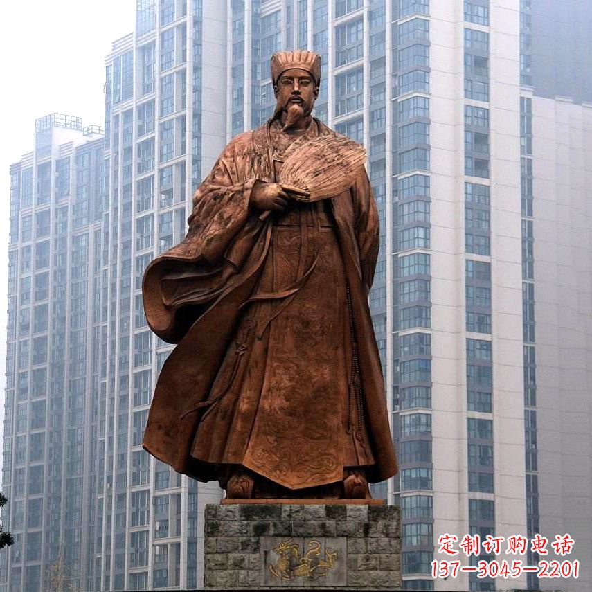 江西诸葛亮城市景观铜雕像-中国古代著名人物三国谋士卧龙先生雕塑