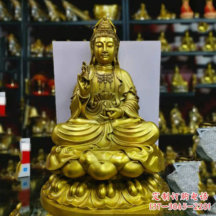 江西铸铜观音菩萨佛像雕塑