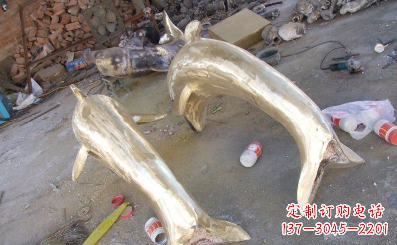 江西铸铜海豚公园动物铜雕