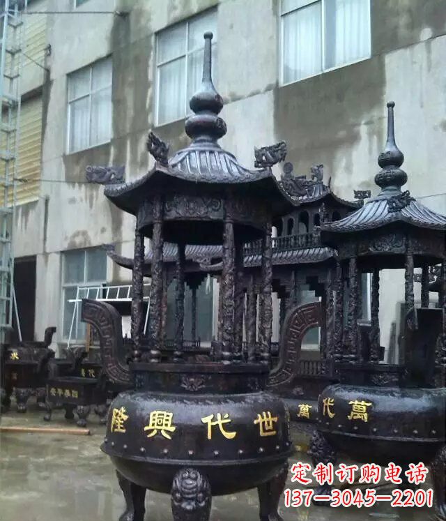 江西铸铜寺庙香炉铜雕 (3)