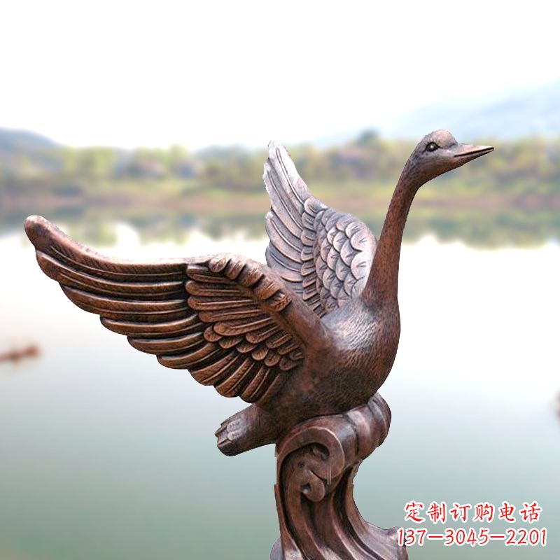 江西铸铜天鹅景观摆件