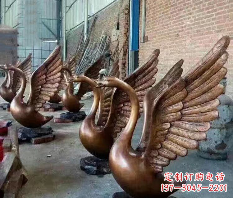 江西铸铜天鹅喷水动物喷泉雕塑