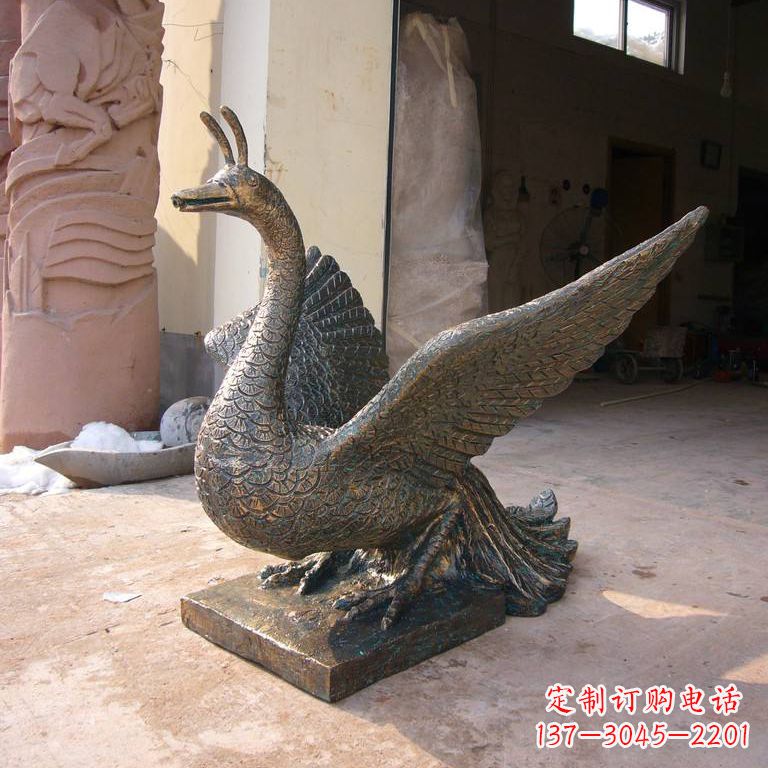 江西铸铜天之四灵朱雀雕塑摆件