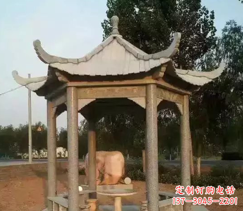 江西公园景观大理石六角石雕凉亭