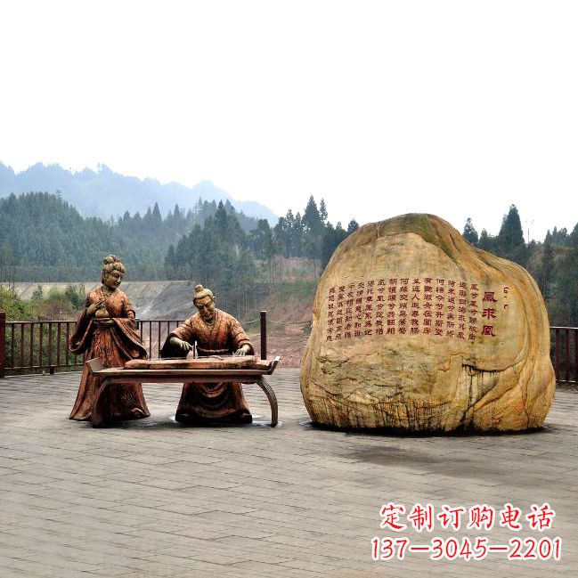 江西卓文君与司马相如凤求凰公园景观雕塑-历史典故人物情景雕塑