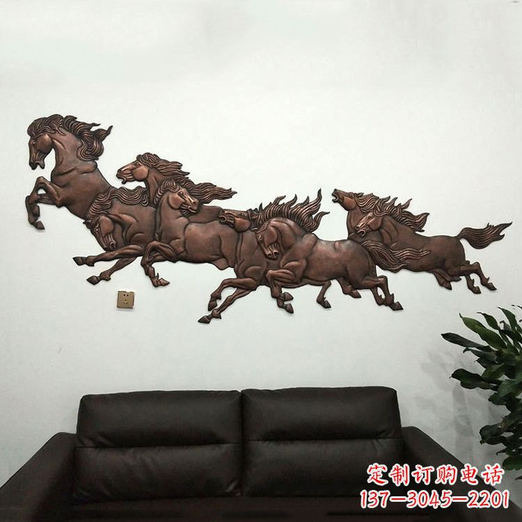江西紫铜马儿浮雕装饰画