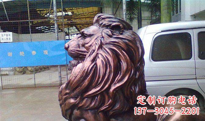 江西紫铜西洋狮子铜雕 (2)