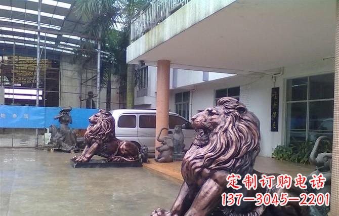 江西紫铜西洋狮子铜雕