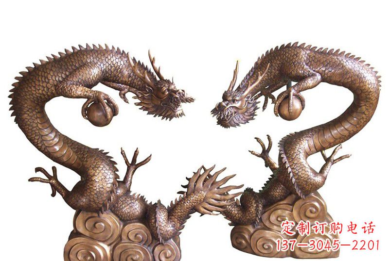 江西紫铜铸双龙戏珠