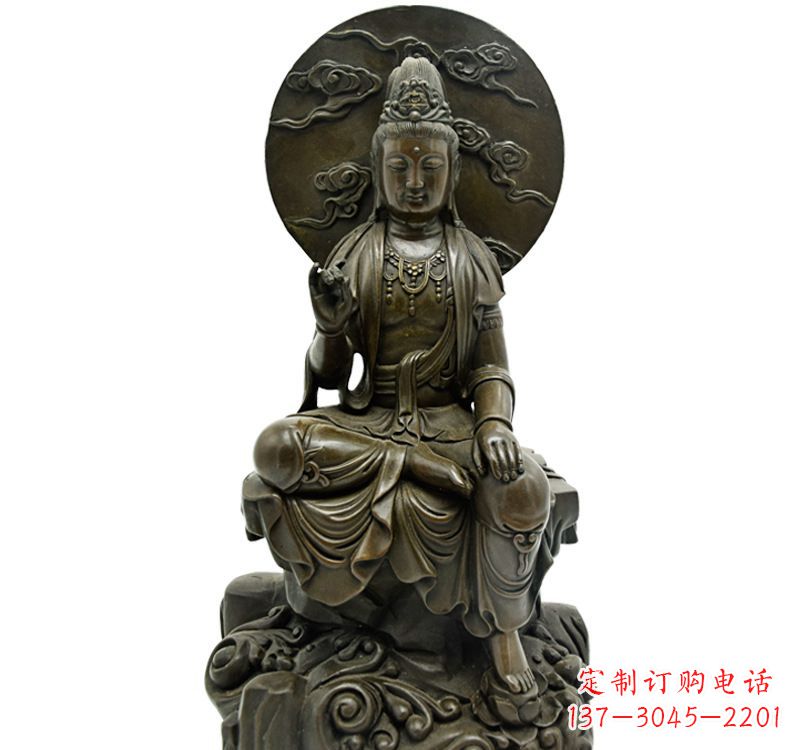 江西自在观音菩萨仿古铜雕佛像