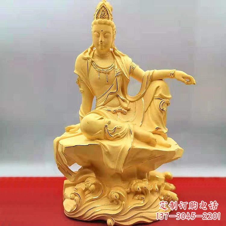 江西自在观音纯铜镀金雕塑