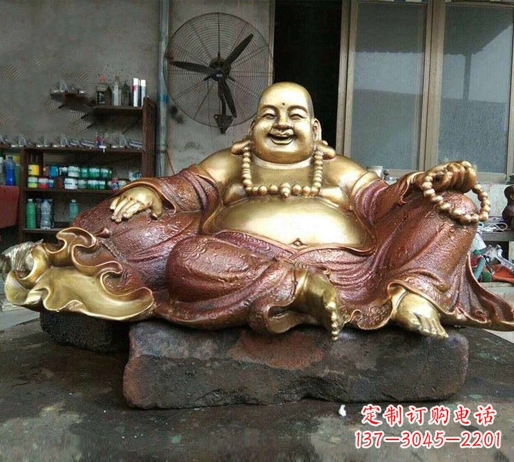 江西宗教供奉坐式弥勒佛铜雕