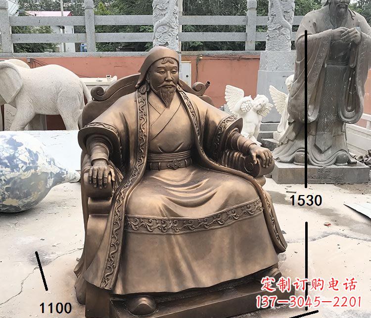 江西坐式成吉思汗铜雕 (2)