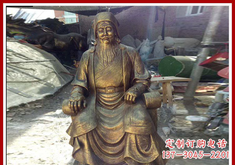 江西坐式成吉思汗铜雕