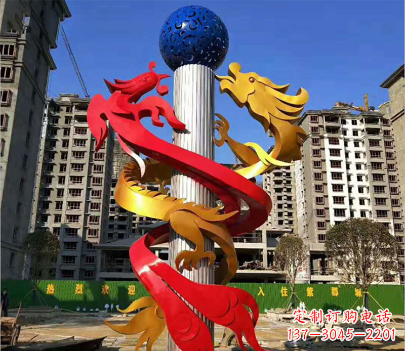 江西小区龙柱景观不锈钢
