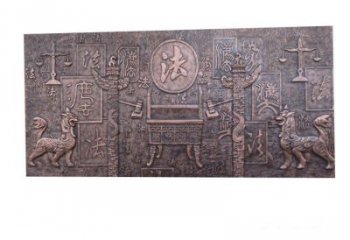 江西紫铜法字獬豸浮雕