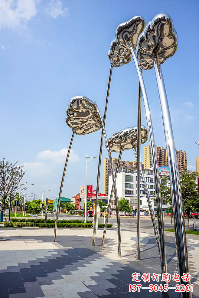 江西荷叶雕塑-广场不锈钢抽象艺术荷叶雕塑