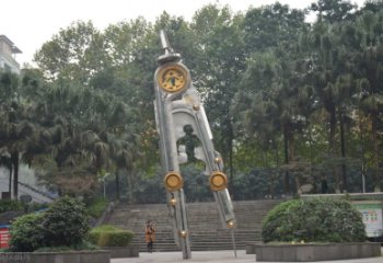 江西圆规雕塑-不锈钢广场创意圆规雕塑